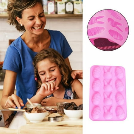 

Monfince 2PCS 3D Easter Rabbit Egg Silicone Pink Mould Chocolate Mousse Cake Kitchen baking tools