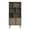 Drifted Gray, variant on Prepac Milo Mid-Century Modern Bookcase with Inlet Shelves, Two Doors, and Brushed Brass-Finished Knobs, Cherry