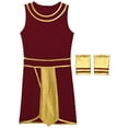 thumbnail image 5 of Haitryli Men's 3 Pieces Mr Toga Greek God Set Adult Party Toga Roman Dress with Wristband Burgundy L, 5 of 7