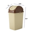 thumbnail image 3 of Superio 4.5 Gallon Plastic Trash Can with Swing Top Lid, Waste Bin for Under Desk, Office, Bedroom, Bathroom- 10 Qt, Beige/ Brown, 3 of 4