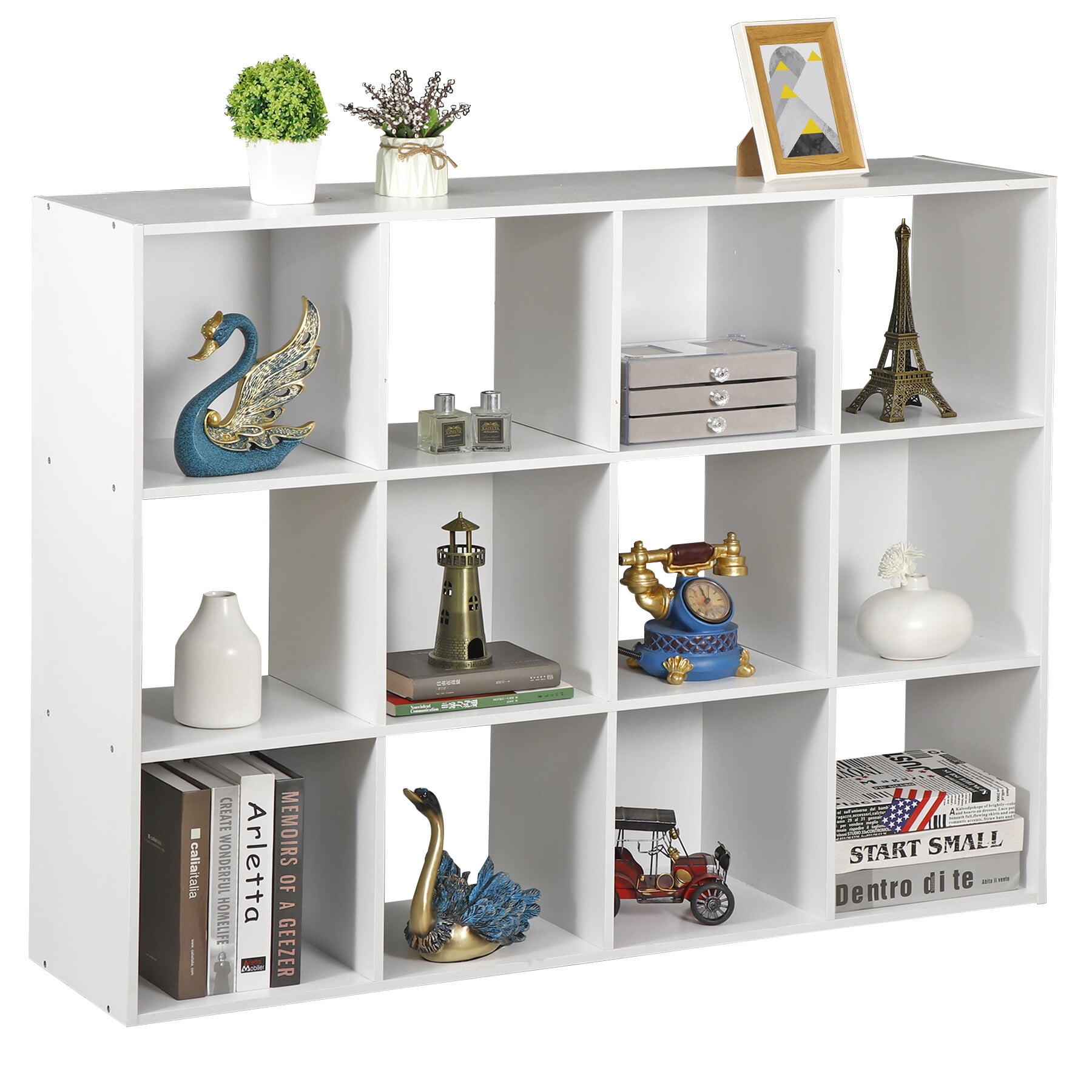 ZENSTYLE 12 Cubes Storage Shelves Organizer Bookshelf Display Cabinet for Home Office White