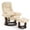 Cream White, variant on MCombo Leather Black and Cream White Living Room 360 Degree Swivel Recliner with Ottoman