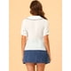 thumbnail image 5 of Blusa Abotonada Con Cuello Peter Pan Y Ribete De Color En Contraste Para Mujer Blanco S, 5 of 6