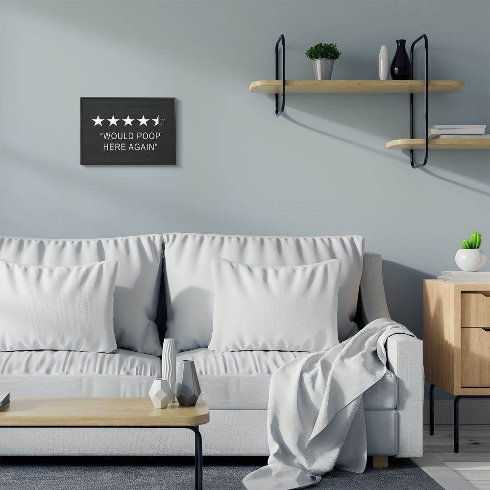Stupell Industries Five Star Funny Word Bathroom Black And White Design Framed Giclee Texturized Art by Lettered and Lined