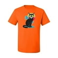 thumbnail image 2 of Cool California Beach Kitten Silhouette Sun Cat | Mens Cat Lover Graphic T-Shirt, Orange, Medium, 2 of 4