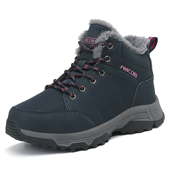 WEAIXIMIUNG High Top Sneakers Women Platform Women's Winter Leather Plus Thickened Shoes Sports Snow Non Warm Walking Shoes