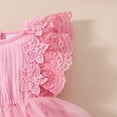 thumbnail image 4 of Zehjuhan Infant Baby Girls Jumpsuit Sleeveless Lace Floral Ruffle Round Neck Soild Color Romper +Headband Newborn Outfit Set, 4 of 9