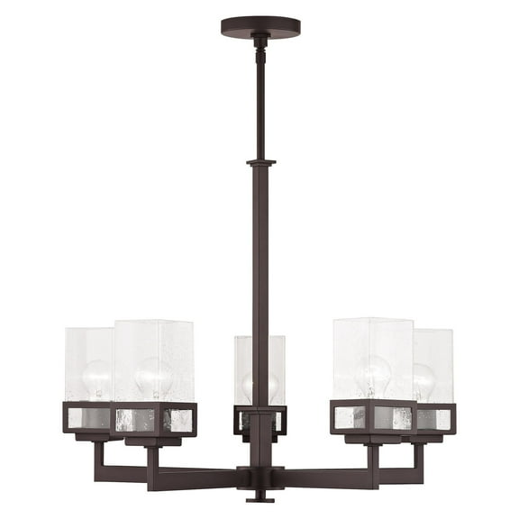 40595-07 Livex Lighting Harding - 5 Light Chandelier in Modern Style - 25 Inches wide by 28.5 Inches high-Bronze Finish    -Traditional Installation