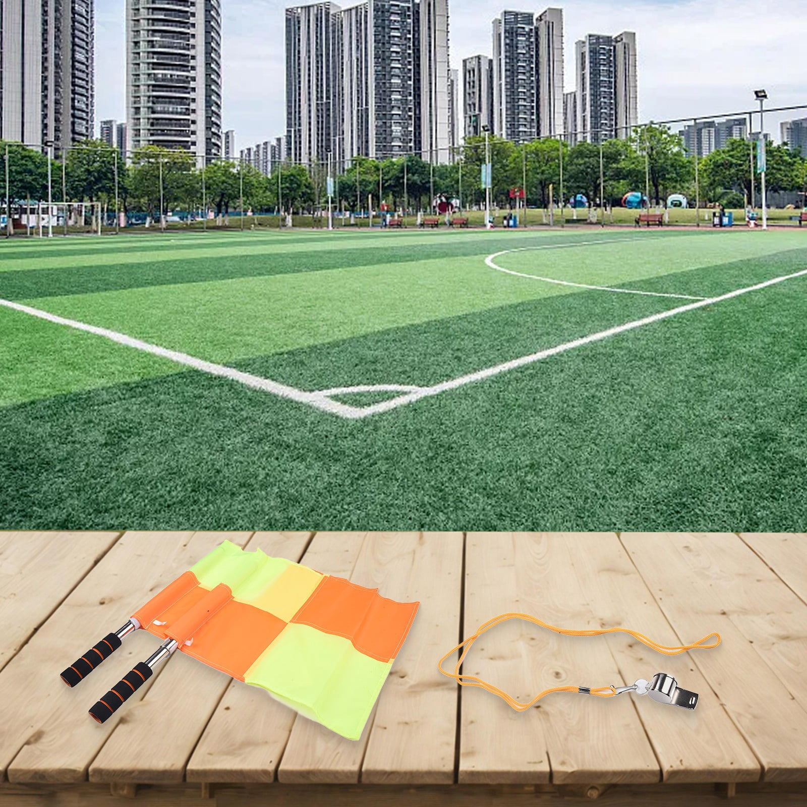 Soccer Referee Flag Whistle Set Professional Football Red Card Yellow Card Kit