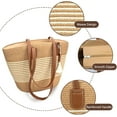 thumbnail image 4 of Straw Beach Tote Bag for Women, Large Woven Purse with Zipper for Summer Travel, Beach Vacation Shoulder Bag, 4 of 7
