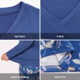 thumbnail image 6 of Plus Size Pajamas, PUTUO Women Pajamas Sets for Women, Soft Lightweight Long Sleeve V Neck Pjs Sets, Stretchy Print Sleepwear Loungewear, Navy Blue, 4XL, 6 of 8