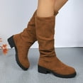 thumbnail image 5 of Brown Ladies High Heel Boots With Pointed Toe Buckle Detail Foldable For Casual Outfits, 5 of 8