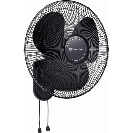 Comfort Zone 16 Wall Mount Fan, Black