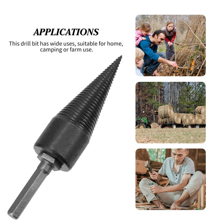 1111Fourone Wood Splitting Drill Bit Wood Log Splitter Wedge Wood Auger Firewood Screw Splitting Cone