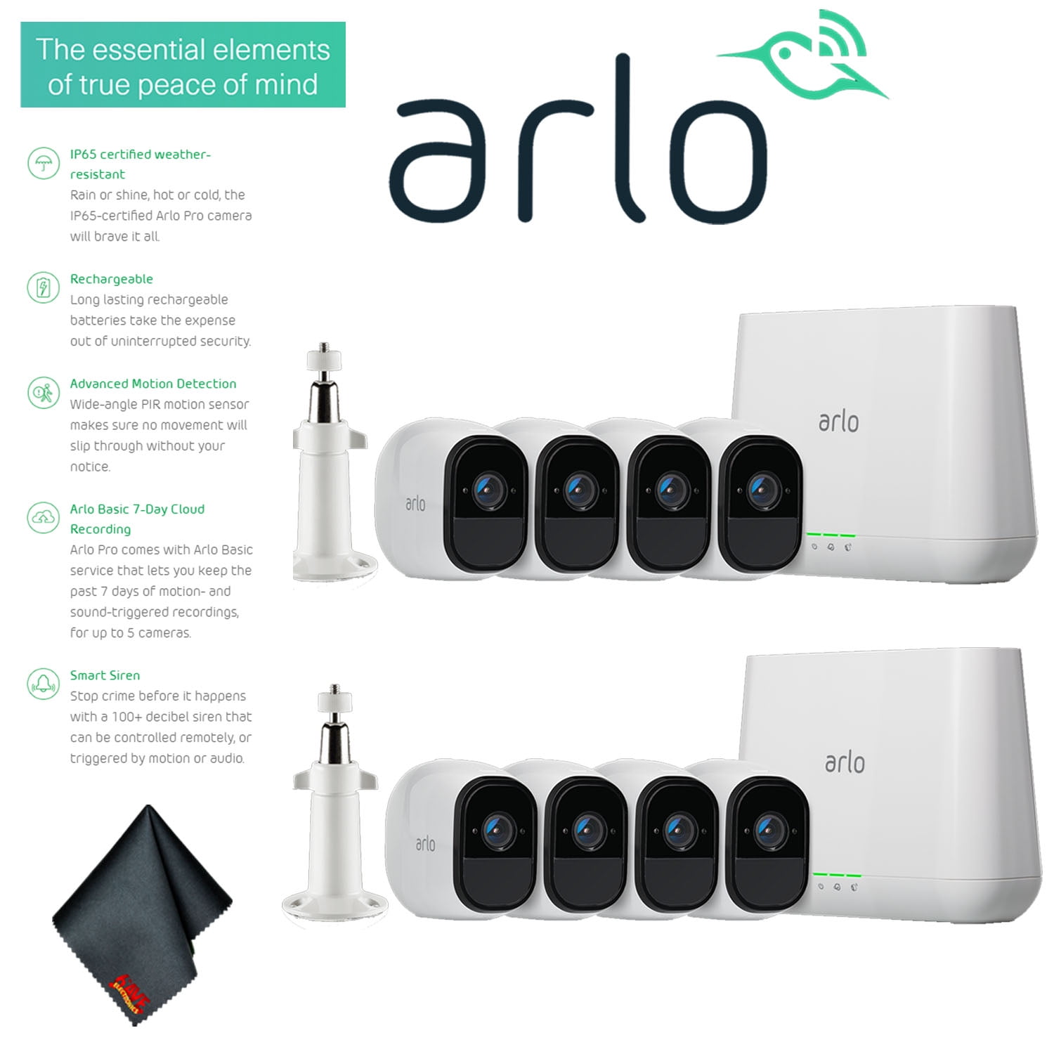 In//Outdoor 5 Wire-Free HD Cam Arlo Certified Refurbished VMS3530 Security Sys