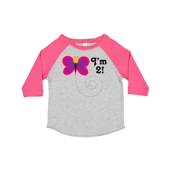 Inktastic 2nd Birthday I'm Two Girls Butterfly Girls Toddler T-Shirt