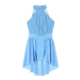 thumbnail image 4 of YONGHS Kids Girls Lyrical Dance Dress Sleeveless Figure Ice Skating Leoatrd Dancewear Light Blue 10, 4 of 5