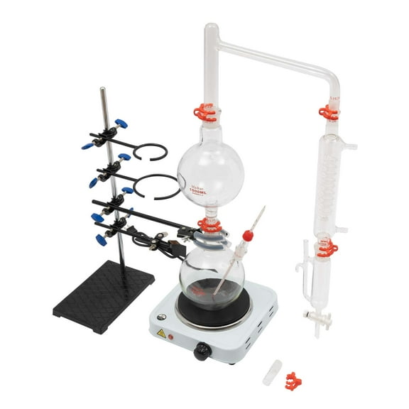 Dwellnix Organic Chemistry Lab Glassware Glass Kit Distillation Equipment Set 1000mL USA