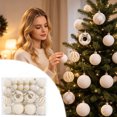 thumbnail image 5 of Leodye 48 PCS Flocked Christmas Ball Ornament , Multi Color Hanging Baubles for Christmas Tree Home Holiday Party Festive Layout -1.6IN, 5 of 8