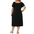 thumbnail image 3 of Agnes Orinda Women's Plus Size Comfort Pajamas Knit Short Sleeve Nightdress 2X Black, 3 of 5