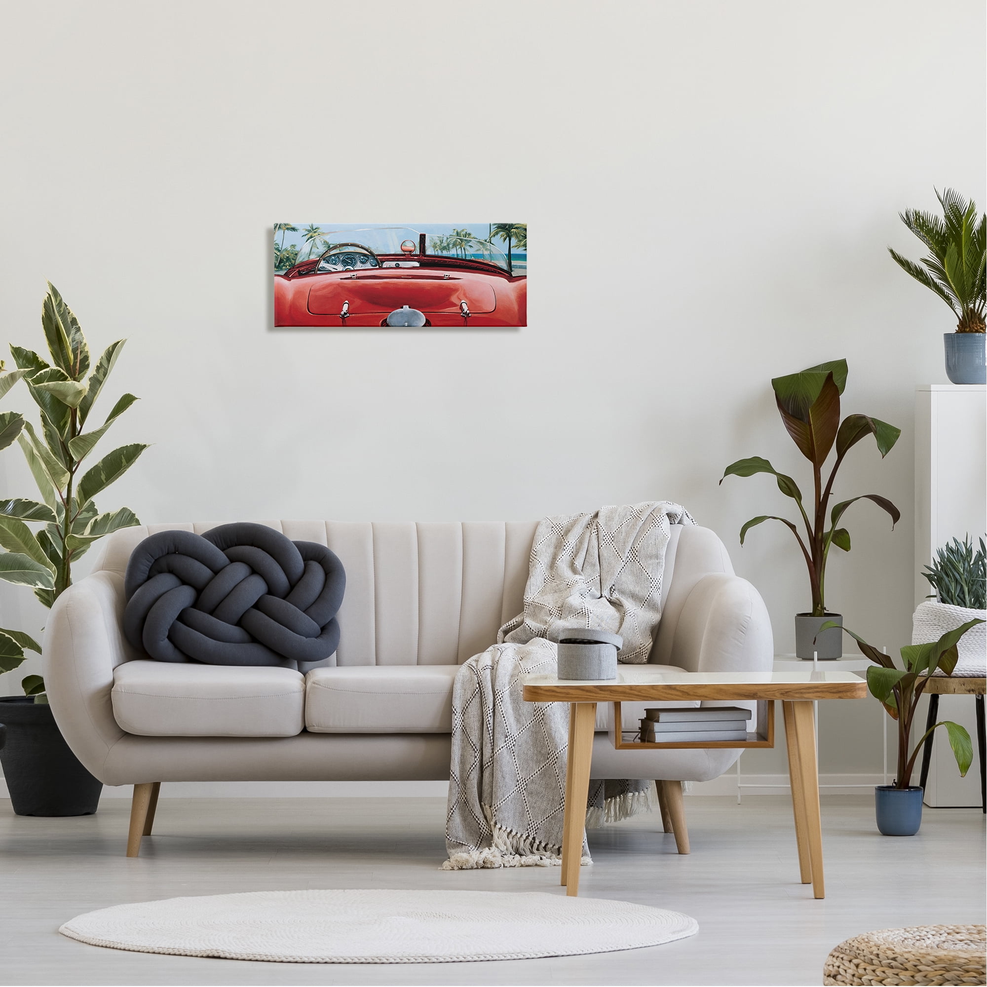 Stupell Industries Tropical Red Antique Car Transportation Painting Gallery Wrapped Canvas Print Wall Art, 24 x 10