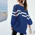 thumbnail image 5 of Yuhangmm Womens Hoodies Pullover Womens Oversized Striped Sweatshirt Long Sleeve Crew Neck Casual Pullover Tunic Tops with Cozy Warm Material Blue S, 5 of 9