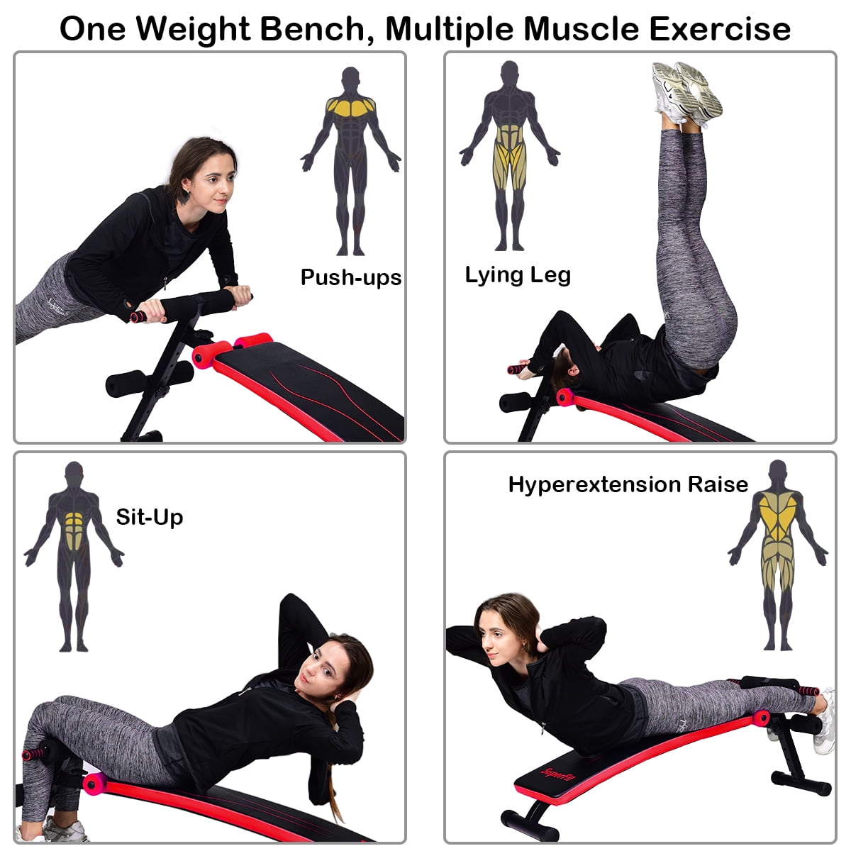 Costway Folding Weight Bench Adjustable Sit-up Board Workout Slant Bench Red