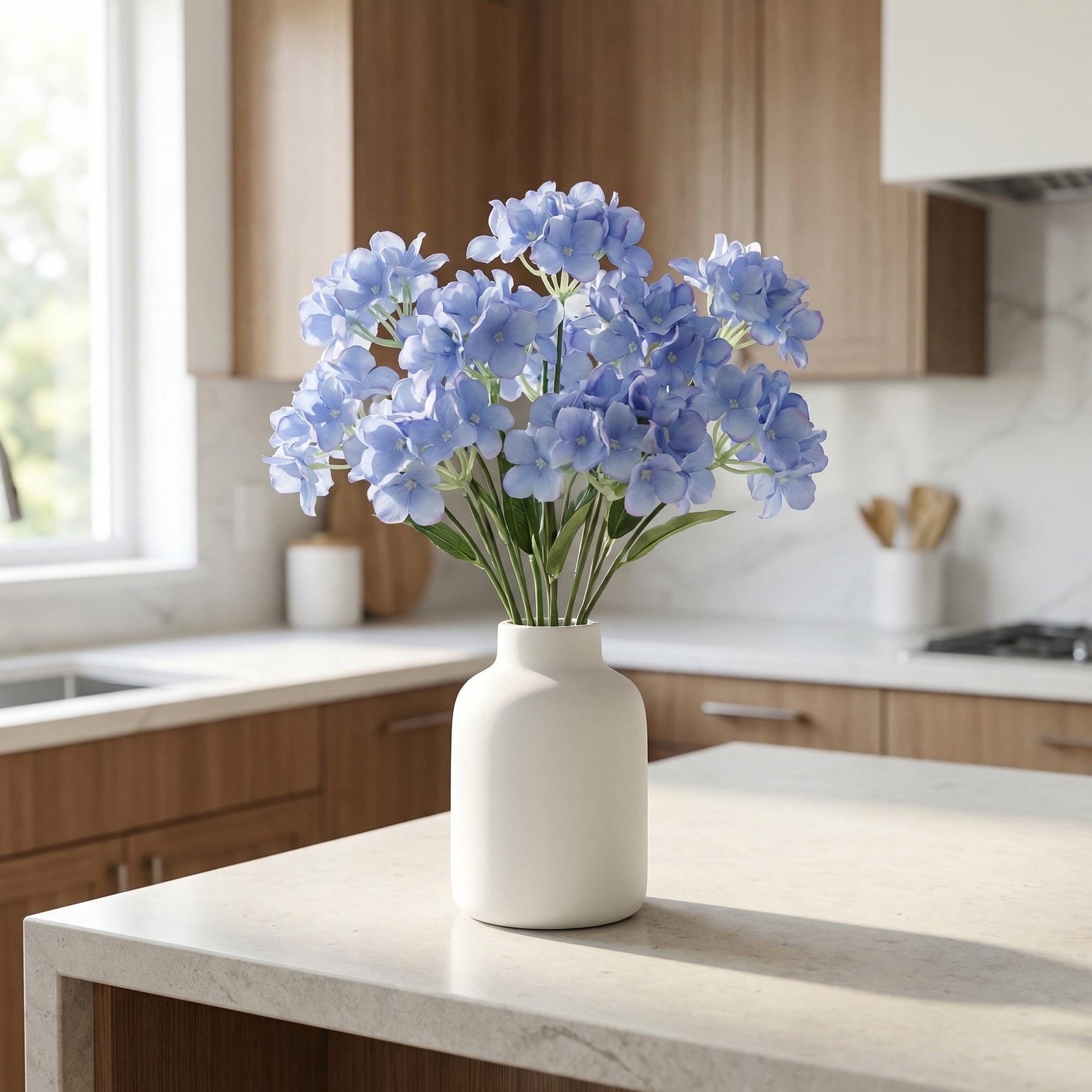 Unique Bargains Artificial Hydrangea Flowers with Detachable Heads Light Blue 8.3inch