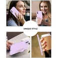 thumbnail image 6 of iPhone 11 Case, iPhone 11 Liquid Silicone Phone Case with Extra Adjustable Wristband Kickstand Soft Silicone Love Heart Phone Case with Wrist Strap for iPhone 11, Light Purple, 6 of 16