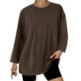 thumbnail image 3 of Sweatshirt Women Cotton Shoulder Drop Long Sleeved Round Neck Solid Color T-shirt Elegant Tunic Tops Fall Winter Casual Loose Pullover Blouses Comfortable Fashion Activewear Size S-XXL, 3 of 6