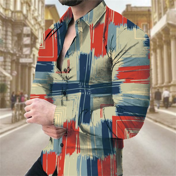 Camisas de moda con estampado floral en 3D para hombre, camisas de manga larga con solapa estampada, ropa informal vintage de lujo con gráficos de calle, tops ajustados para hombre