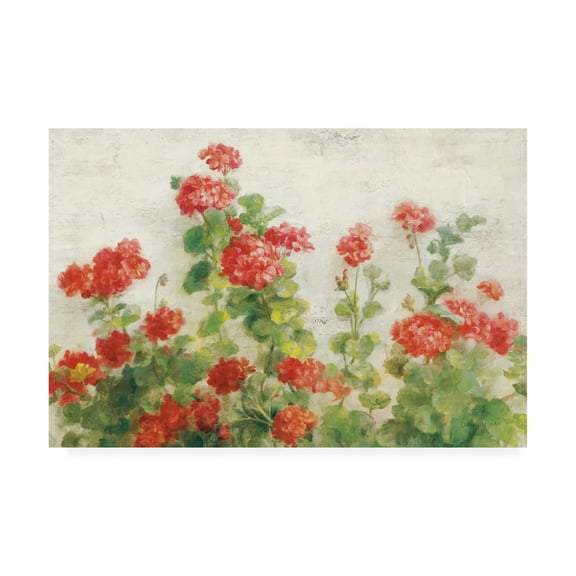 Trademark Fine Art 'Red Geraniums on White v2' Canvas Art by Danhui Nai