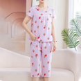 thumbnail image 2 of zbxnLI Plus Size Womens Pajama Sets Floral Short Sleeve Sleepwear Capri Pants Pjs Sets Loungewear Outfits, 2 of 6