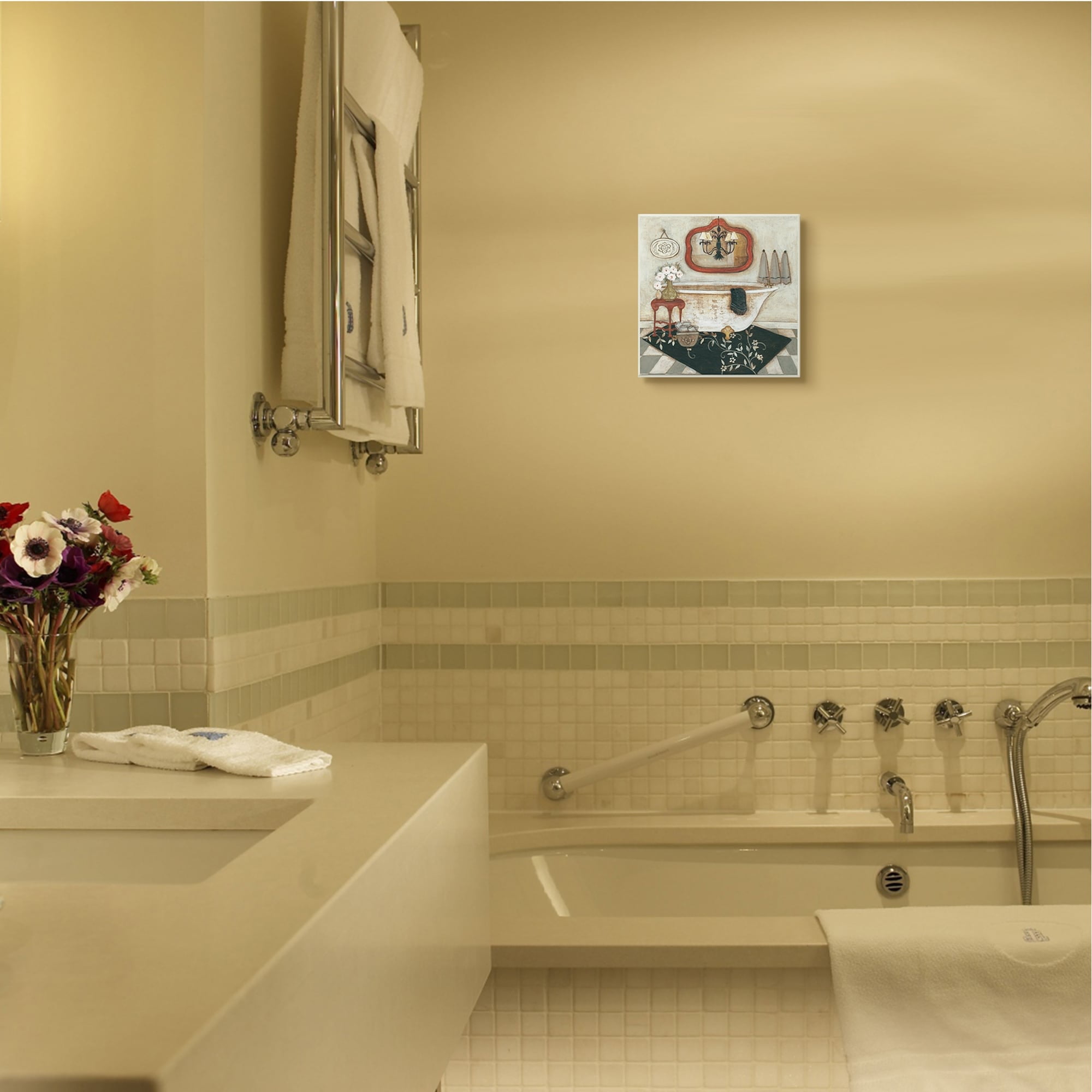 Stupell Industries Bathroom Interior Soft Vintage Home Charm Wall Plaque, 12 x 12, Design by R. Rig