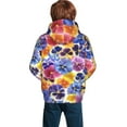 thumbnail image 6 of Kll Unisex Kids Boys Girls Hooded Pocket Pullover Hoodies-The Garden Tricolor Pansy Flower, 6 of 9
