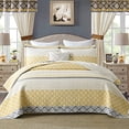 thumbnail image 2 of DDUOXIN Floral Quilts King Size - 100% Cotton Reversible King Quilt with 2 Pillow Shams, Farmhouse Soft Bedspreads Lightweight King Quilt Bedding Set, Yellow Gray, King, 2 of 4