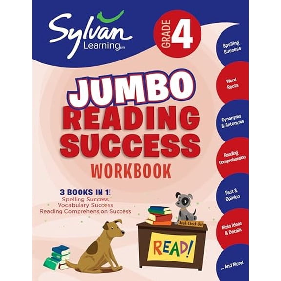 Pre-Owned Sylvan Language Arts Jumbo Workbooks: 4th Grade Jumbo Reading Success Workbook : 3 Books in 1--Spelling Success, Vocabulary Success, Reading Comprehension Success; Activities, Exercises & Tips to Help Catch Up, Keep Up & Get Ahead (Paperback)