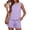 Purple, variant on Women's 2 Piece Outfit Sleeveless Tank Top and Shorts Set Gingham Print A Line High Waisted Summer Casual Matching Sets with Pockets and Adjustable Waistband for Daily Vacation