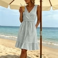 thumbnail image 4 of ASEIDFNSA Womens Cotton Midi Dress Sleeveless V Neck Tiered A Line Summer Sundress, 4 of 5