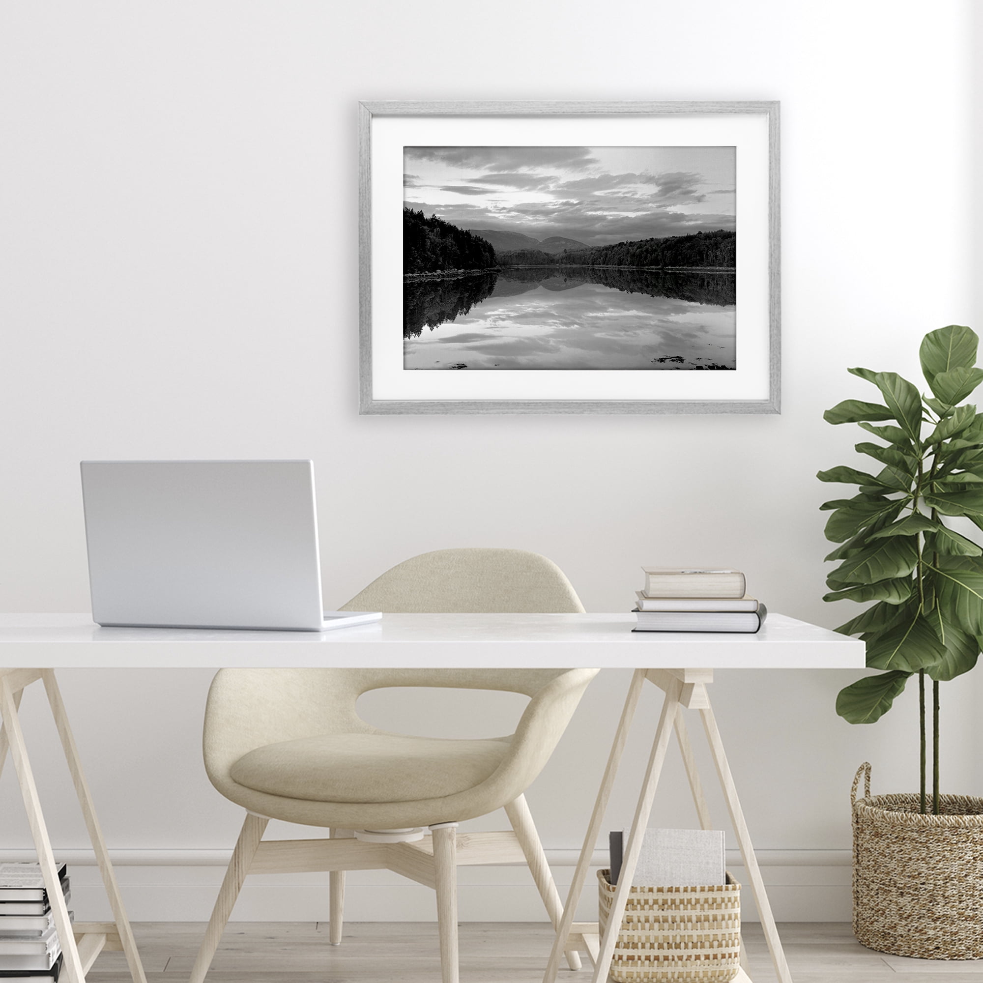 Stupell Industries Acadia Reflection in Monochrome Gray Framed Print Under Glass, design by MJ Photography