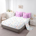 thumbnail image 5 of Manfei Kids Children Cartoon Ribbon Bow-Tie Twin Bedding Sets 7-Piece,Love Heart Print Bedding Comforter Set Microfiber,Geometric Stripes Breathable Sheet Sets,Breathable Home Decor,Reversible, 5 of 8