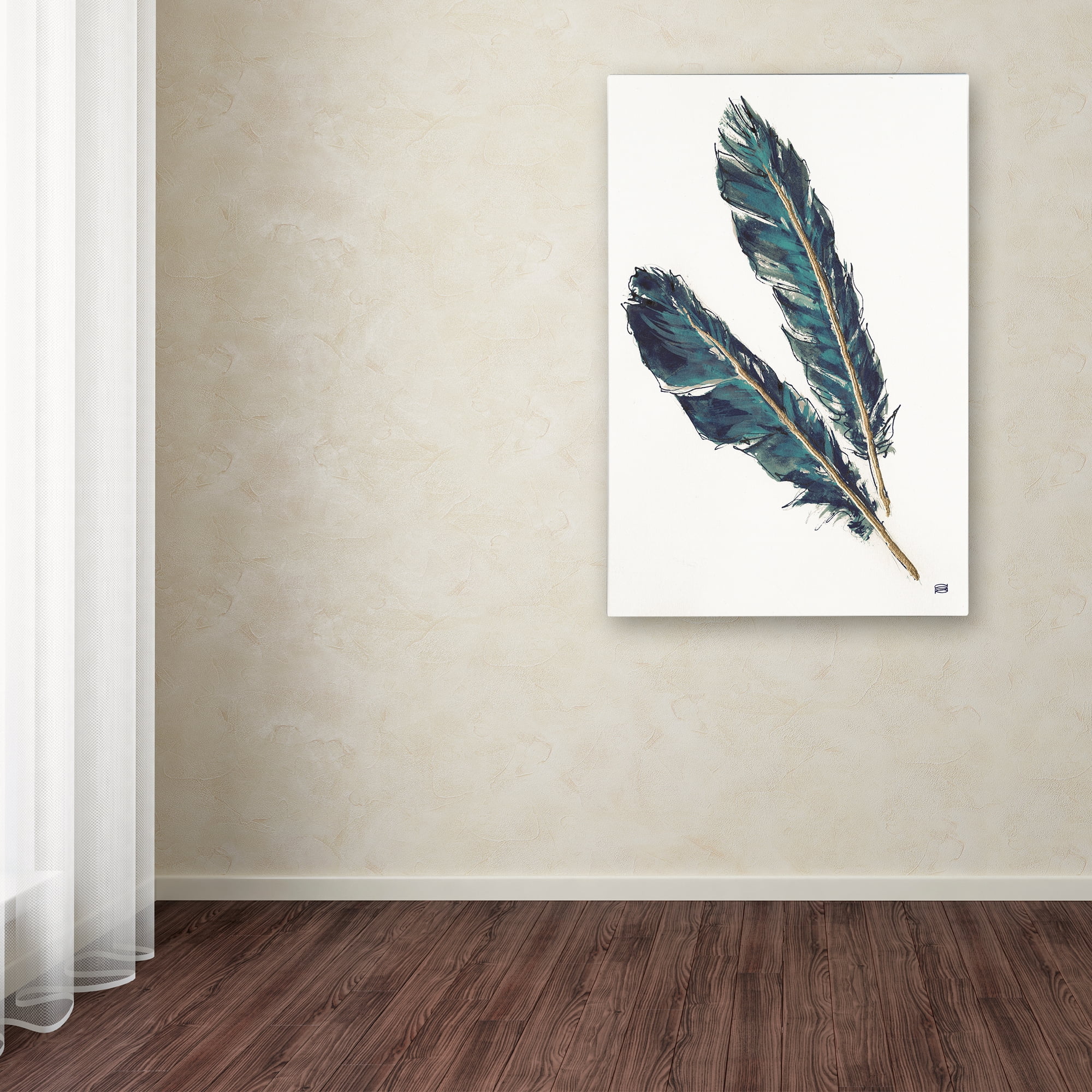 Trademark Fine Art 'Gold Feathers III Indigo' Canvas Art by Chris Paschke