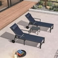 thumbnail image 6 of PURPLE LEAF 3-Piece Patio Lounge Chair Set - Outdoor Chaise Loungers with Aluminum Frame, Armrest, Side Table & Wheels for Poolside Sunbathing & Tanning, Includes Pillows, 6 of 9