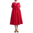 thumbnail image 1 of Women Loose Dress with Pockets Floral Jacquard Short Sleeves Holiday, 1 of 8
