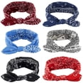 thumbnail image 1 of Diademas con lazo para mujer, bandana Vintage de Cachemira, diadema con estampado de flores, diadema elástica con Orejas de conejo, accesorios bonitos para el cabello, paquete de 6 Ormromra WMPH-820, 1 of 9