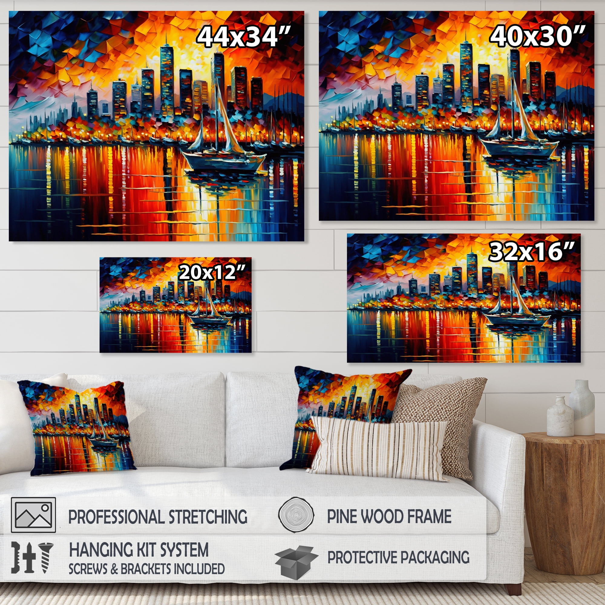 Designart Colorful City In Vancouver I Canvas Wall Art
