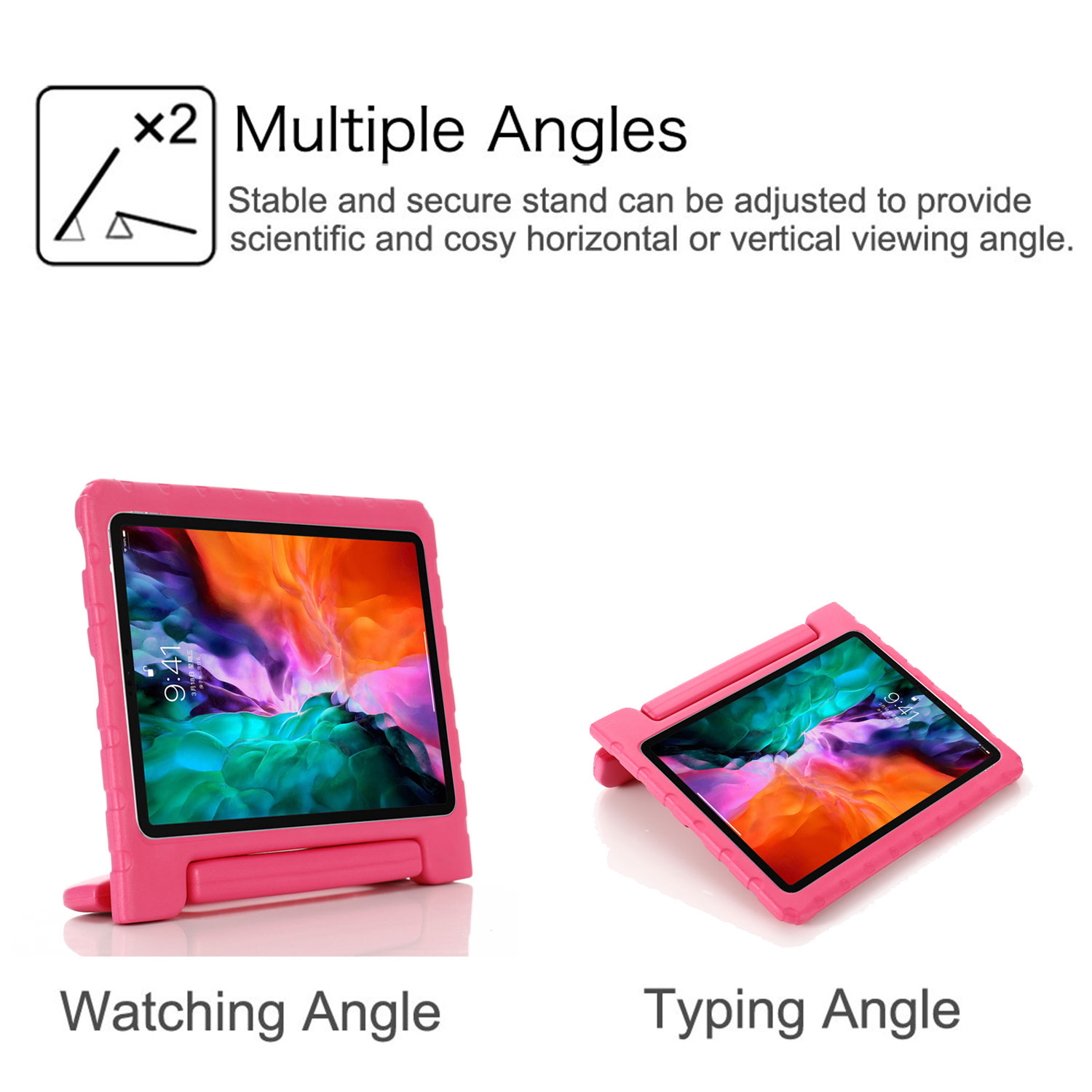 iPad Pro 12.9 Case 2020 for Kids, Allytech Light Wight Shockproof Convertible Handle Stand Cover [Supports 2nd Gen Pencil Charging Mode] Cover for Apple iPda 12.9 4th Generation, Rose