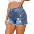 thumbnail image 3 of EMMIOL Women's High Waisted Rolled Denim Shorts Casual Ripped Summer Hot Shorts with Pockets Frayed Distressed Style, 3 of 6
