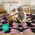thumbnail image 4 of ODIKA 8'x10' Washable Area Rug Pink Themed Motifs Dotted Border Stars Shaped for King Size Bedroom Under Bed, Master Suite, Non-Shedding, Easy Care, 4 of 7