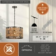 thumbnail image 4 of Norwood 1L Gray Industrial Woven Wood Drum Pendant Hanging Ceiling Light, 4 of 14